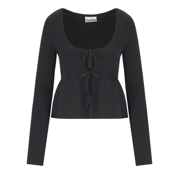 Ganni Black Cardigan With Laces - NWT